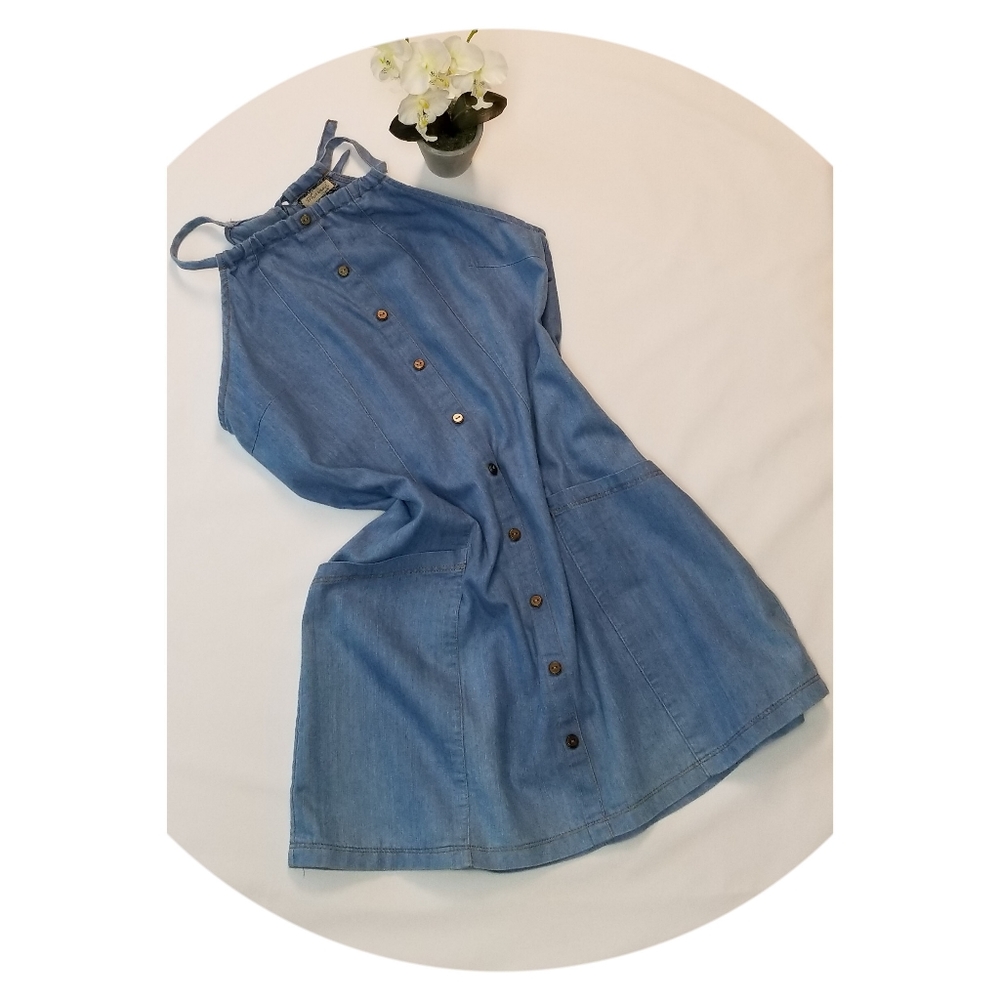 Paper Crane Ethereal Denim Halter Dress sz Medium